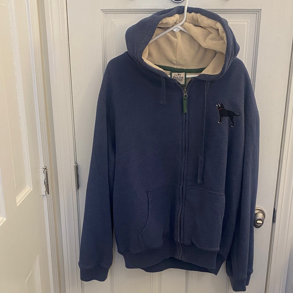 The Black Dog navy and cream zip-front hoodie